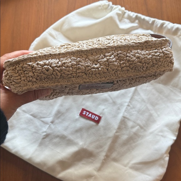 STAUD Timmy Crochet Raffia Shoulder Bag - Picture 3 of 13